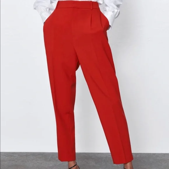 ZARA PLEATED HIGH-WAISTED PANTS - Picture 12 of 12